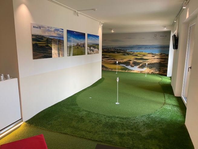 Indoor putting green in an office